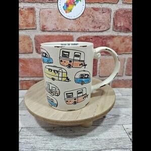 Spectrum Designz Retro Embossed Campers Stoneware Coffee Mug Enjoy The Journey
